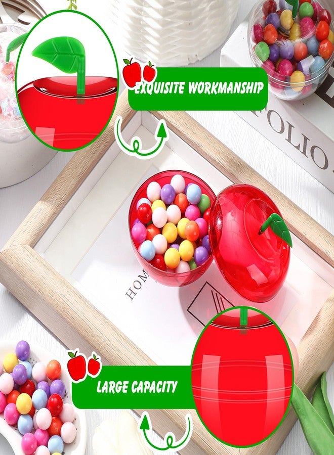 Nitial 60 Pcs Christmas Plastic Apple Container Candy Boxes Bulk Christmas Candy Holder Bobbing Apples Shaped Jars Teacher Appreciation Gifts for Xmas Wedding Party Favor(3 Colors) - Image 4
